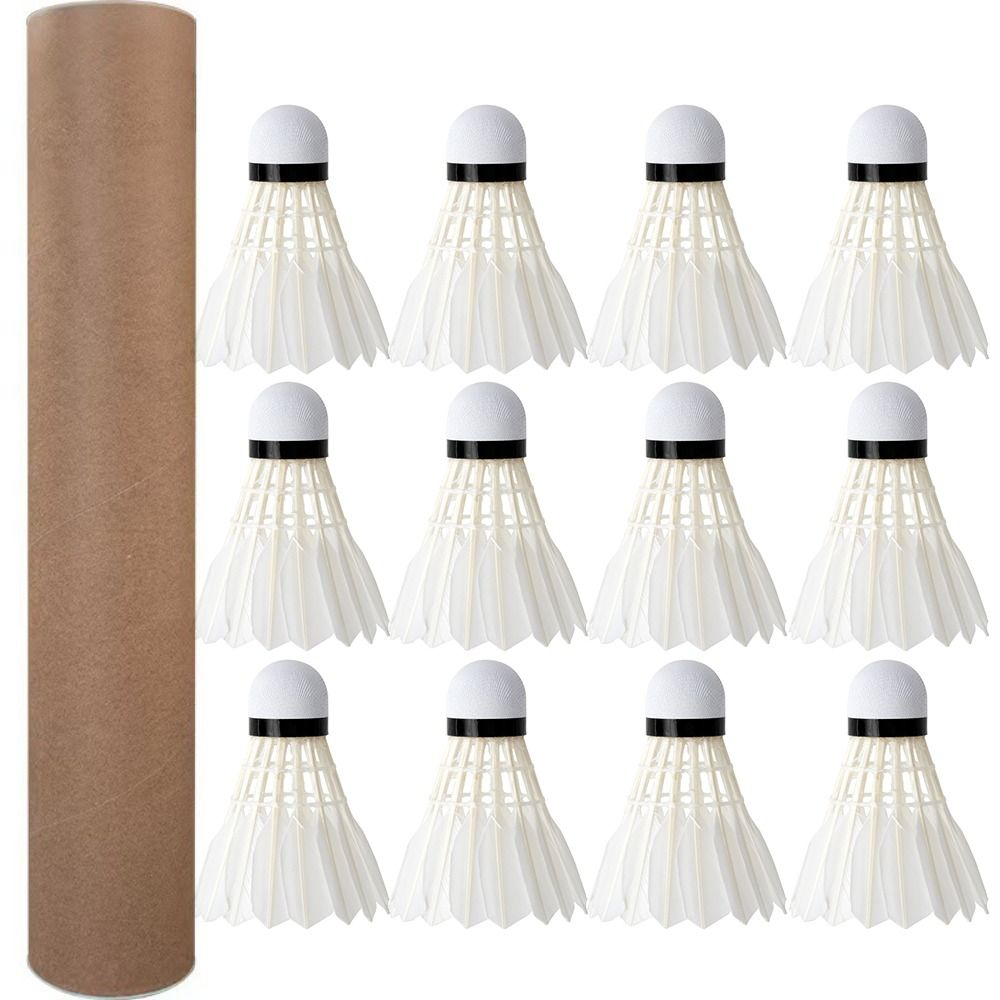 12Pcs Professional White Goose - Feather Shuttlecock ulasan dan harga