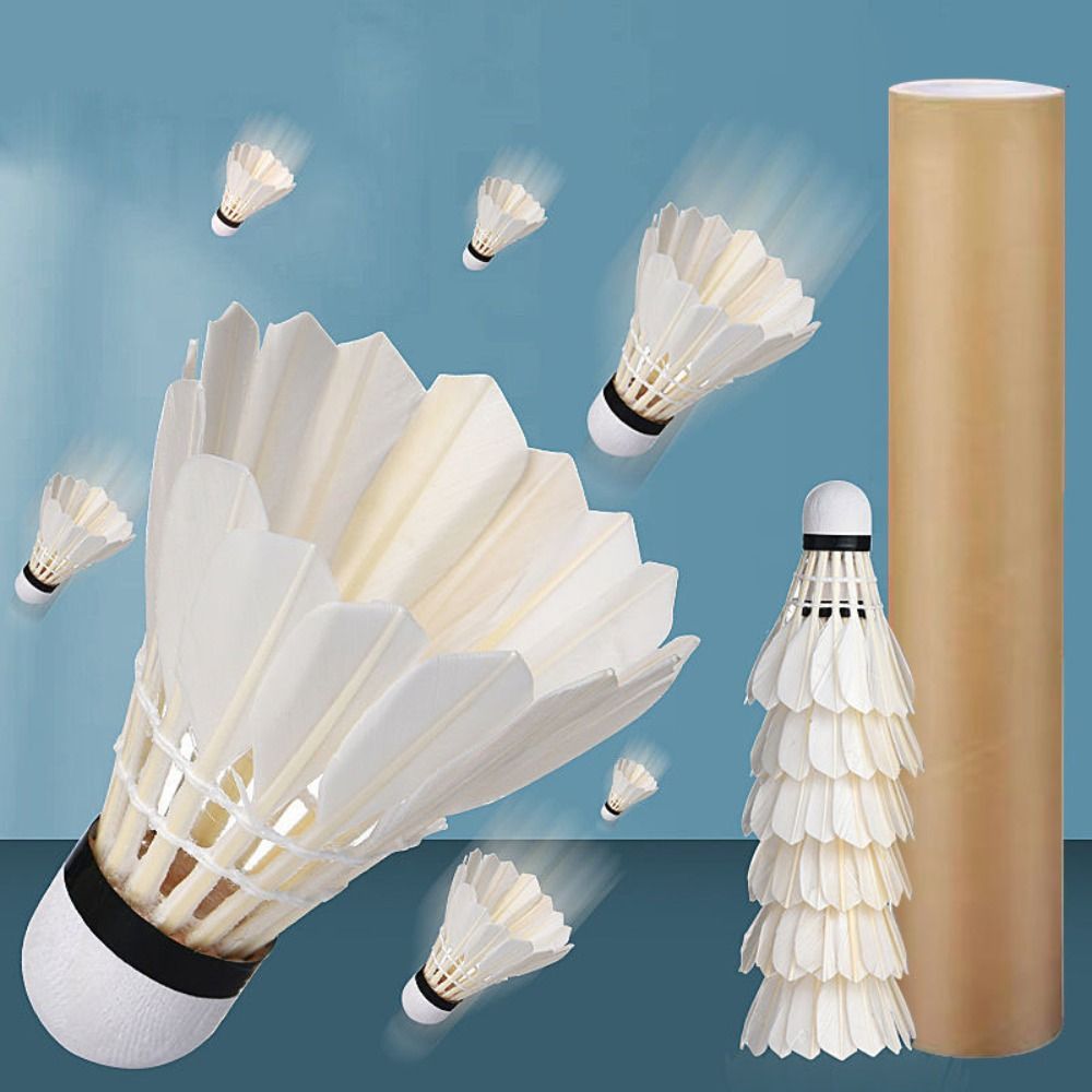 12Pcs Professional White Goose - Feather Shuttlecock ulasan dan harga