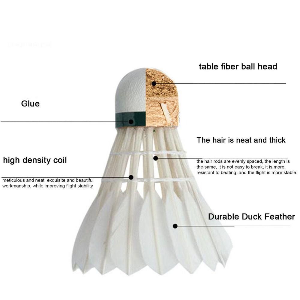 12Pcs Professional White Goose - Feather Shuttlecock ulasan dan harga